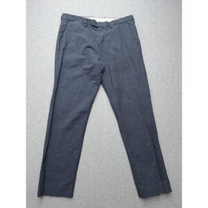 J.Crew Bowery Pants Mens 34x30 Blue Linen Cotton Slim Straight Dress Casual